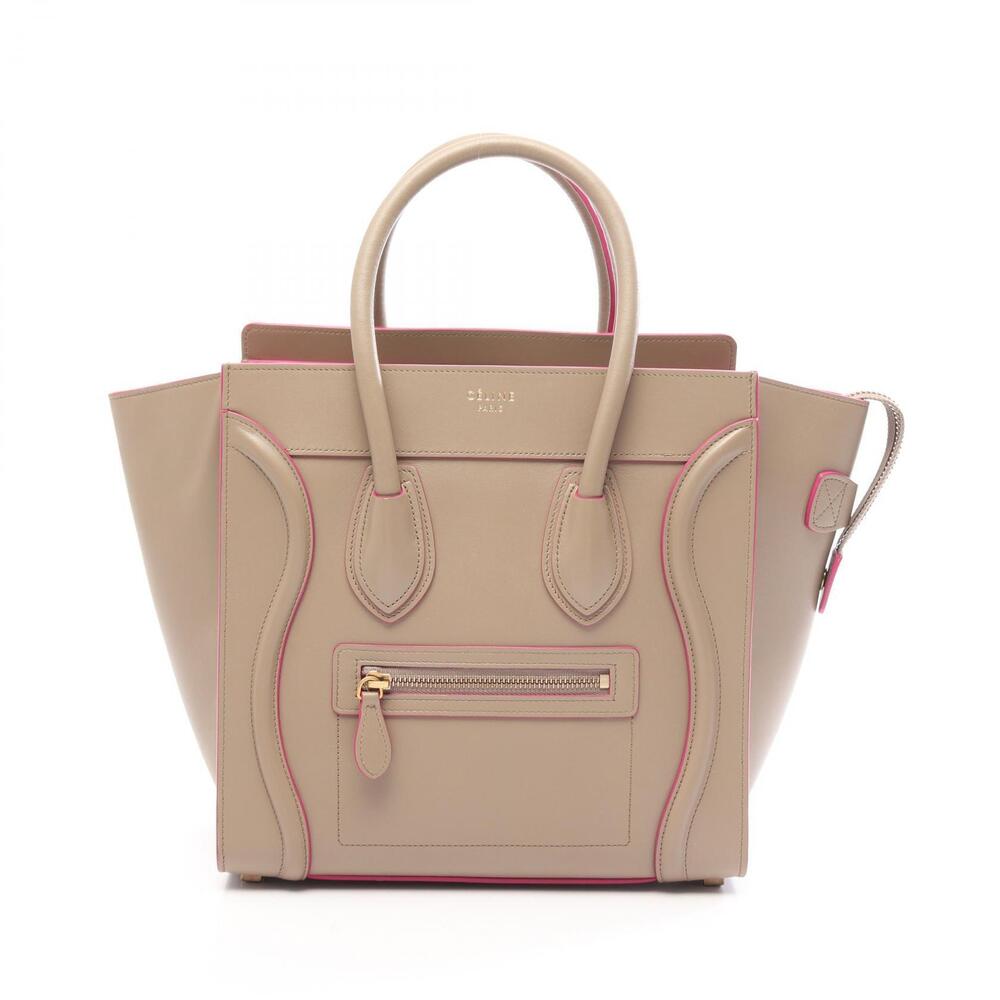 Celine Luggage Tote Shopper Tote Bag Leather Beige Cream
